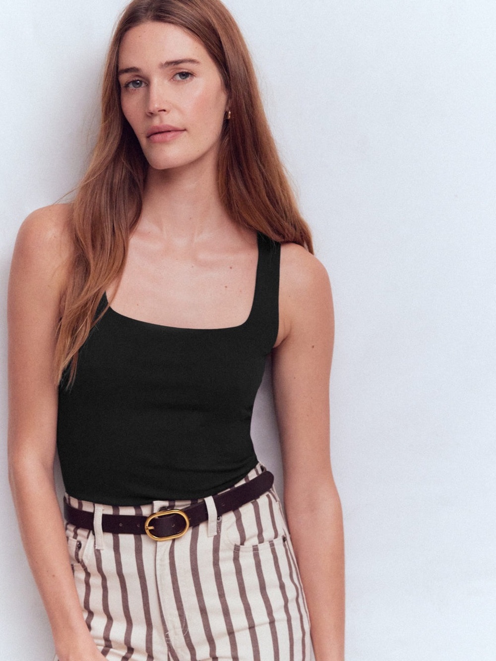 Boden Brooke Double Layer Tank Black Size 2